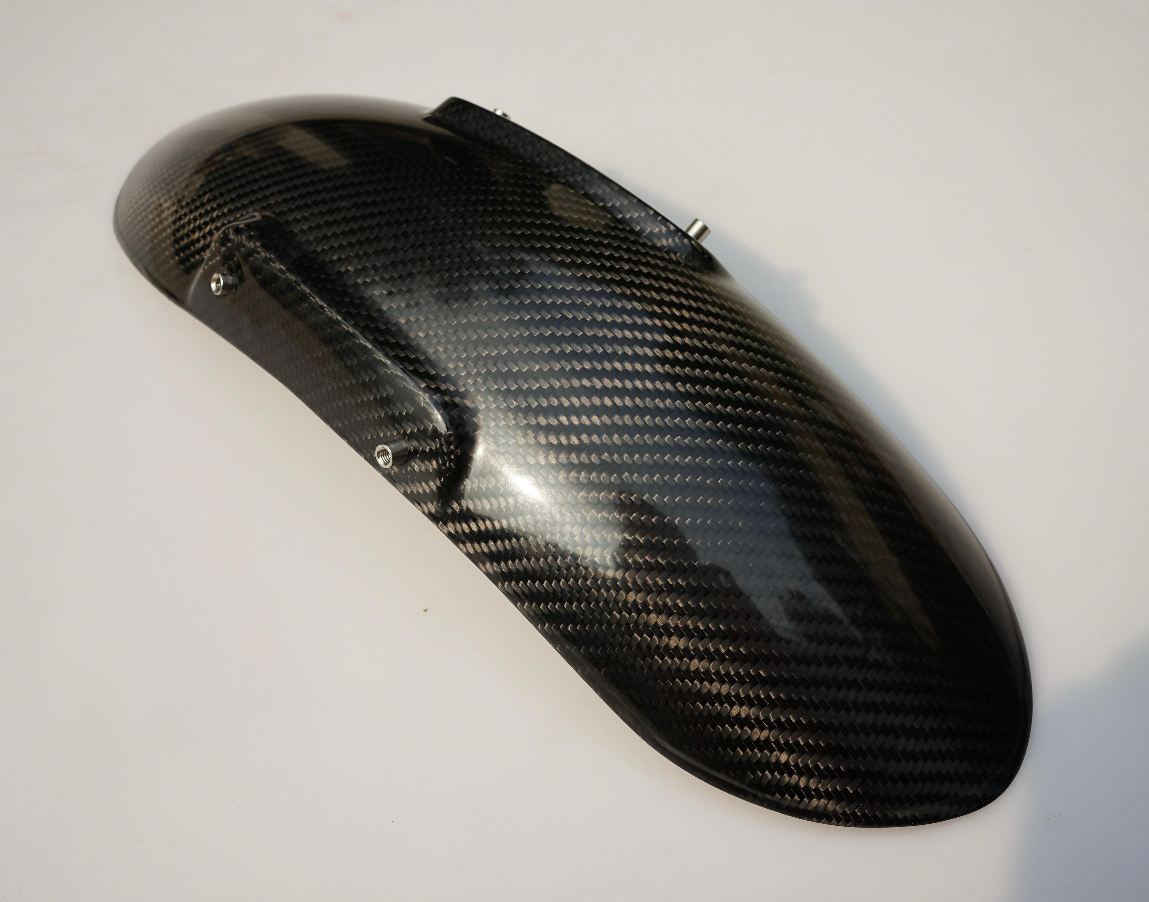 BMW R nineT front fender made from lightweight carbon fiber.
